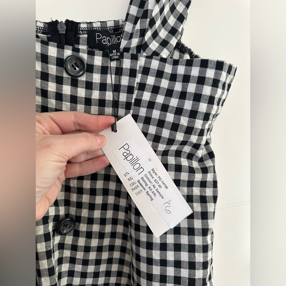 BNWT Papillon B&W Gingham Dress, size medium. - Picture 6 of 8